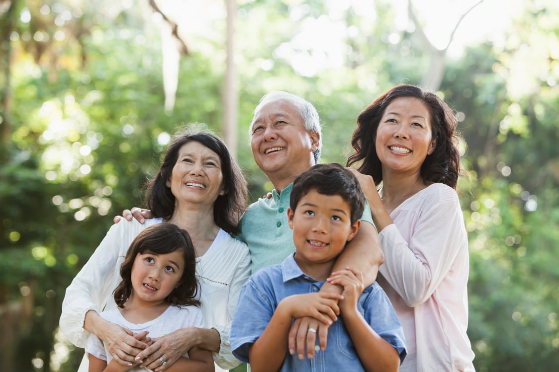 Multi-generation Asian family