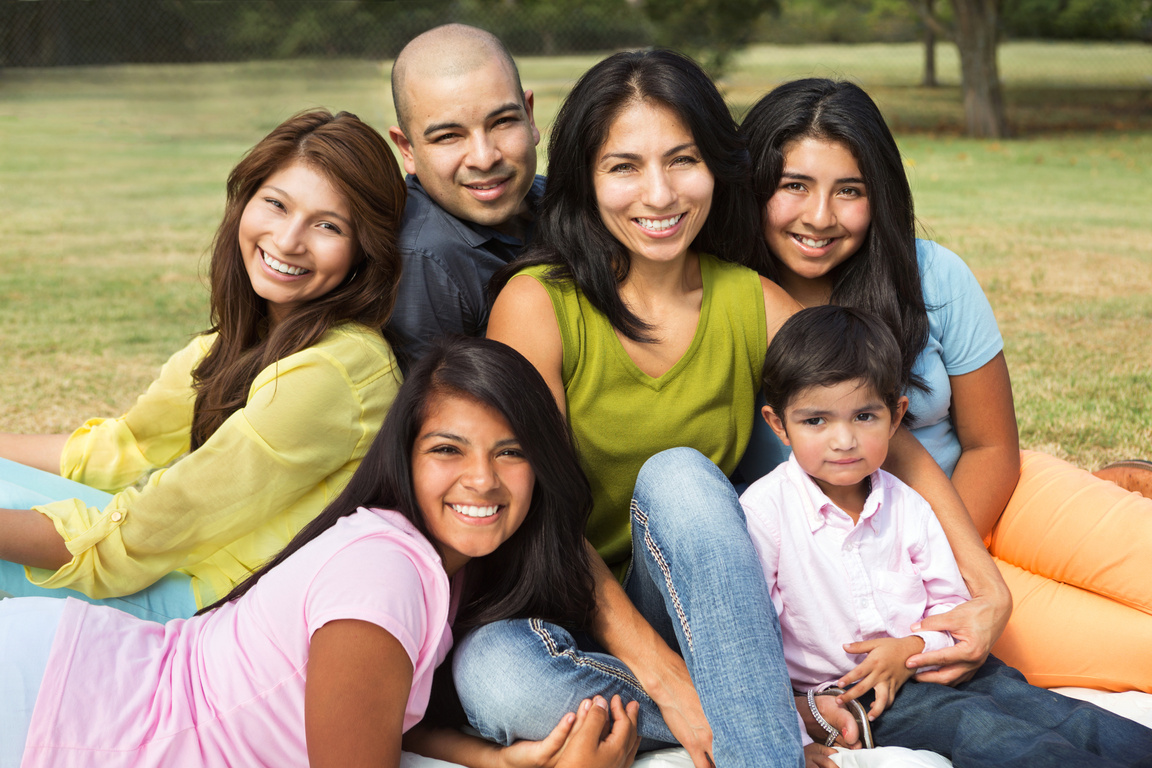 Big Hispanic Family Smiling